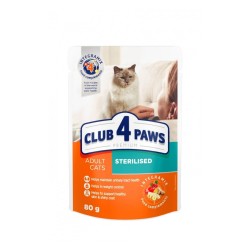 CLUB4PAWS CAT STERILISED CHICKEN POUCH 80GR 