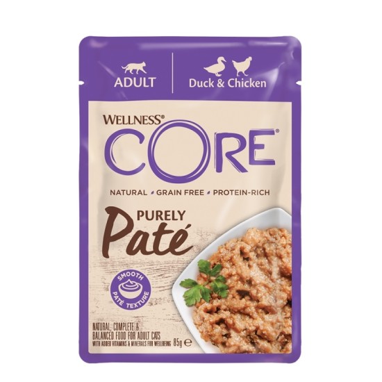 Wellness Core Pate Υγρή Τροφή για Ενήλικες Γάτες σε Φακελάκι με Κοτόπουλο / Πάπια 85gr