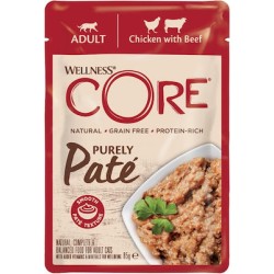 Wellness Core Pate Υγρή Τροφή για Ενήλικες Γάτες σε Φακελάκι με Βοδινό / Κοτόπουλο 85gr
