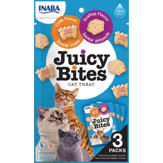 Juicy Bites με Γεύση κοτόπουλο, τόνο ,  Χτένι & Καβούρι