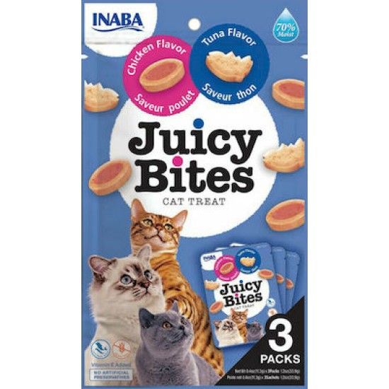 Inaba Churu Cat Juicy Bites τόνος  & κοτόπουλο 33,9gr