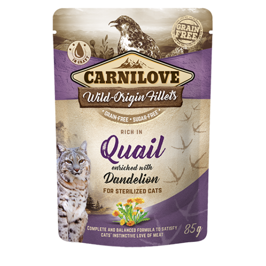 Carnilove® Cat Pouches Quail enriched with Dandelion 85GR