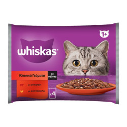 WHISKAS DUO Πολυσυσκευασία σε σάλτσα με μοσχάρι - κοτόπουλο 4χ85gr