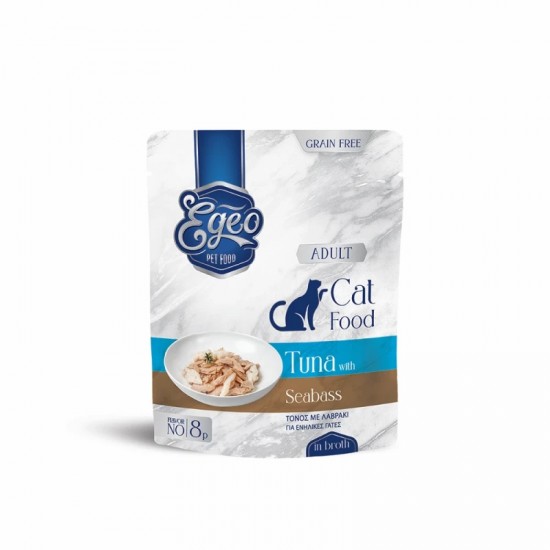 EGEO CAT Adult Τόνος Με Λαβράκι Σε Ζωμό 85g