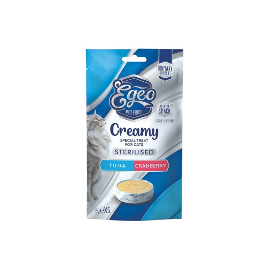 EGEO CAT CREAMY STERILIZED CHICKEN TUNA & CRANBERRY 5x15g