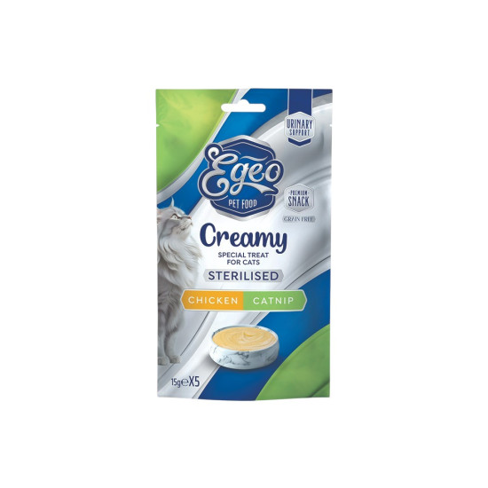 EGEO CAT CREAMY STERILIZED CHICKEN CATNIP & CRANBERRY 5x15g
