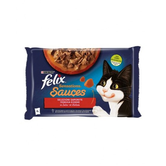 Felix Mp Sensations Sauces Γαλοπουλα & Μπεικον & Βοδινο 4x85gr