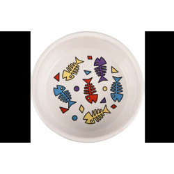 Feeding and drinking bowl Fisk Round White 11.5cm