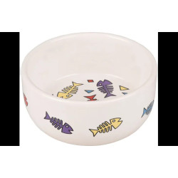Feeding and drinking bowl Fisk Round White 11.5cm