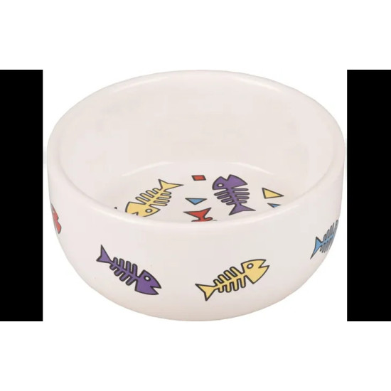 Feeding and drinking bowl Fisk Round White 11.5cm