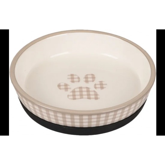 Feeding and drinking bowl Mylo Round Beige & White 14cm x 14,5cm x 4cm - 220ml - ∅ 14cm