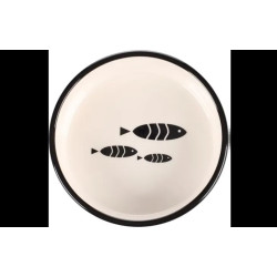 Feeding and drinking bowl Sardi Round Black & White 13,5cm x 13,5cm x 4,5cm - 400ml - ∅ 13,5cm