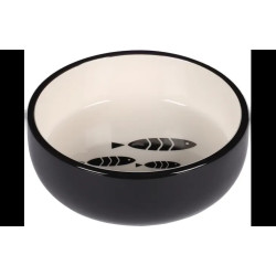 Feeding and drinking bowl Sardi Round Black & White 13,5cm x 13,5cm x 4,5cm - 400ml - ∅ 13,5cm