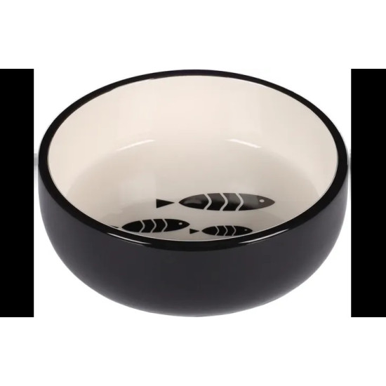 Feeding and drinking bowl Sardi Round Black & White 13,5cm x 13,5cm x 4,5cm - 400ml - ∅ 13,5cm