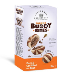 CELEBRATE COOKIES BUDDY BITES DUCK AND COD FILLED WITH BEEF 150g