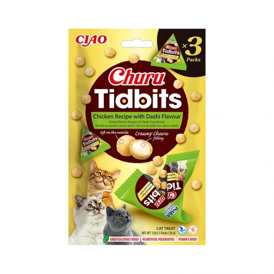 CHURU CAT TIDBITS WITH CHICKEN WITH DASHI FLAVOR 36gr