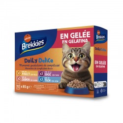 BREKKIES Adult Mix Κοτόπουλο, Γαλοπούλα, Σολομός & Τόνος σε ζελέ 85grx12