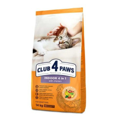Club 4 Paws Ξηρά Τροφή Γάτας Indoor 4 in 1 με Κοτόπουλο 14kg