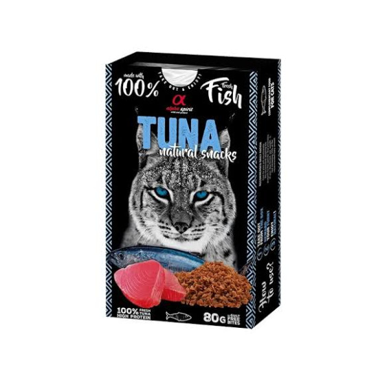 Alpha Spirit Σνακ Τόνου Φυσικού Τόνου για Γάτες 80gr  συμπληρωματική τροφή υψηλής περιεκτικότητας σε πρωτεΐνες