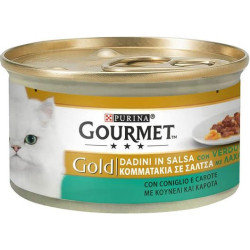 Purina Gourmet Gold Κομματάκια σε Σάλτσα Κουνέλι & Καρότα 85gr 5+1 ΔΩΡΟ 