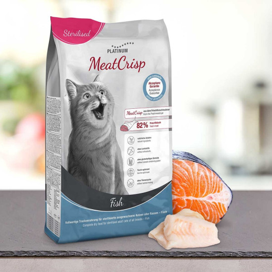 PLATINUM Meatcrisp Sterilised Fish Αποξηραμένη Ξηρά Τροφή για Στειρωμένες Γάτες με 83% Φρέσκο Ψάρι 400gr