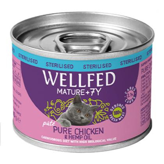 Wellfed Sterilised Mature 7+ Chicken with Ηemp Οil  200g