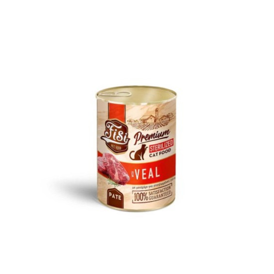 FISI Cat Κονσέρβα Γάτας Sterilized Μοσχάρι σε Πατέ 400gr