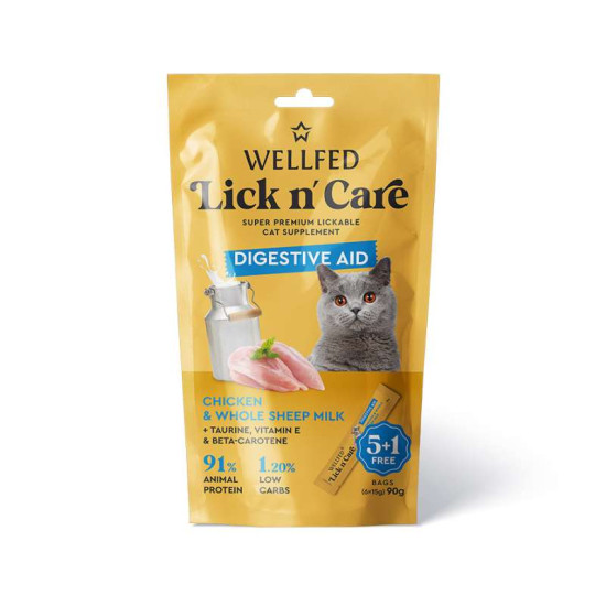 Wellfed Κρεμώδης Λιχουδιά Γάτας Lick N’ Care Digestive Aint 90gr