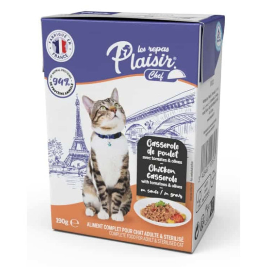 plaisir adult sterilised chicken casserole 190g