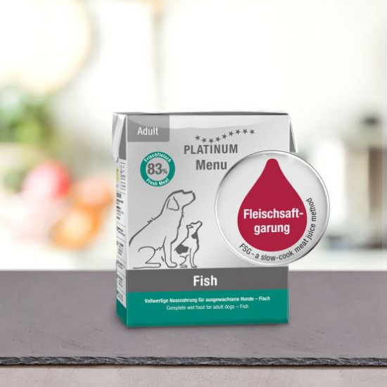 PLATINUM MENU Μαγειρευτή (FSG) Υγρή Τροφή Σκύλου, Ψάρι 375g