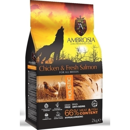AMBROSIA GRAIN FREE ADULT MINI CHICKEN & SALMON 2kg