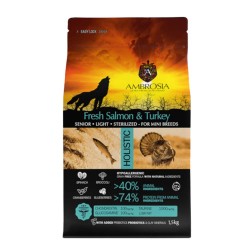 AMBROSIA GRAIN FREE ADULT MINI SENIOR LIGHT STERILISED FRESH SALMON & TURKEY 1,5kg