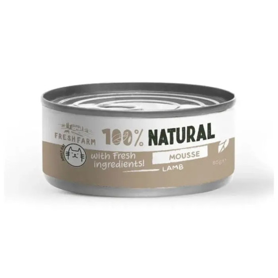 Fresh Farm 100% Natural Υγρή Τροφή Γάτας Μους με Αρνί 85gr