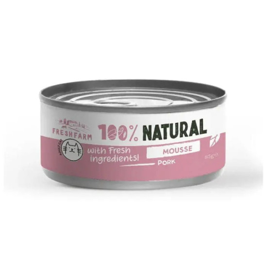 Fresh Farm 100% Natural Υγρή Τροφή Γάτας Μους με Χοιρινό 85gr