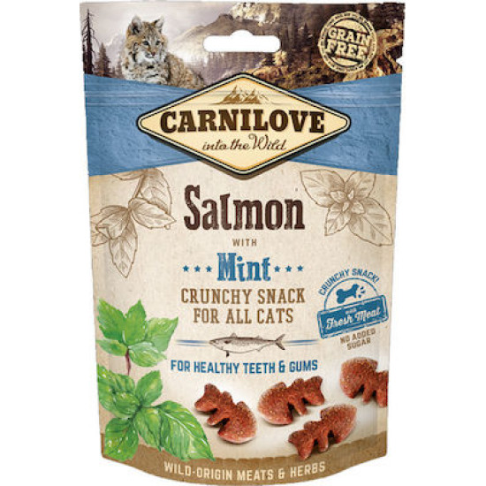 Carnilove Fresh & Crunch Σνακ Γάτας με Σολομό & Μέντα 50gr