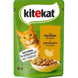 Kitekat Φακελάκι Υγρή Τροφή για Ενήλικες Γάτες σε Φακελάκι με Γαλοπούλα 85gr