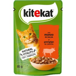Kitekat Φακελάκι Υγρή Τροφή για Ενήλικες Γάτες σε Φακελάκι με Μοσχάρι 85gr 