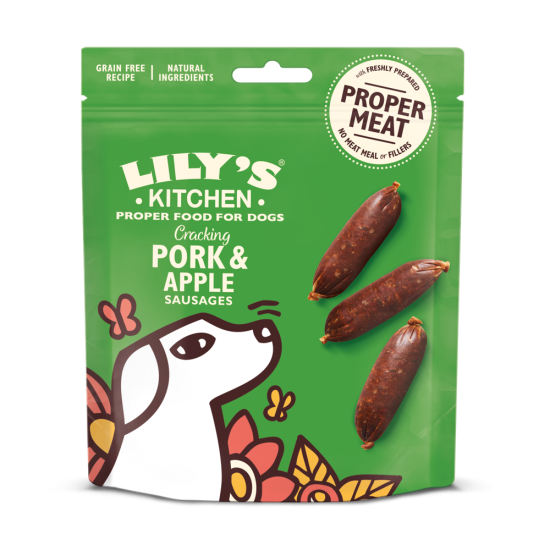 LILY'S KITCHEN TREATS CRACKING PORK & APPLE SAUSAGES 70gr