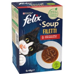 Πολυσυσκευασία Γάτας Felix Soup Filetti Βοδινό,Κοτόπουλο & Αρνί 6x48gr